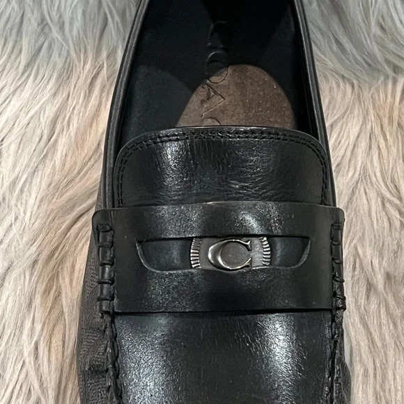 COACH Men’s C Coin Leather Driver Loafer, Black. New - Picture 3 of 8